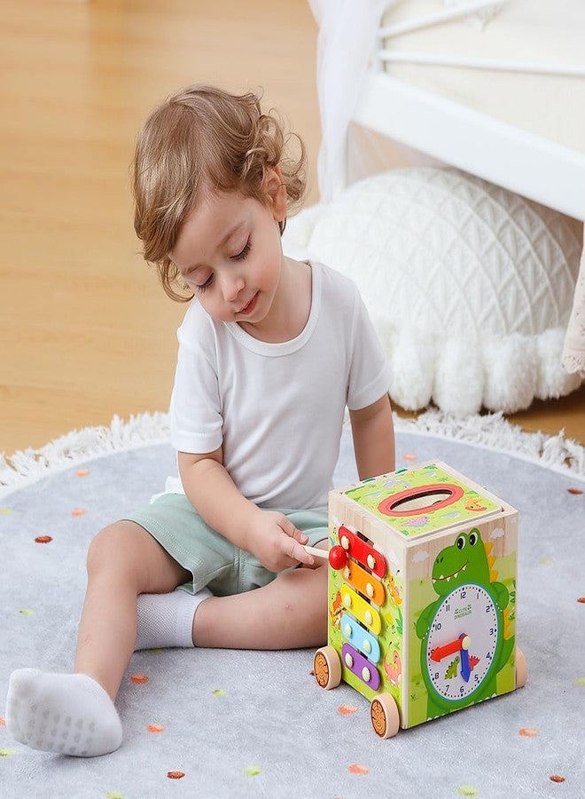 JAUNTY مكعبات أنشطة مونتيسوري من JAUNTY للأطفال الصغار من عمر سنة إلى ثلاث سنوات، صندوق مناديل خشبي حسي للأطفال من عمر سنة واحدة، هدية رائعة للأطفال في عيد ميلادهم الأول - Image 4